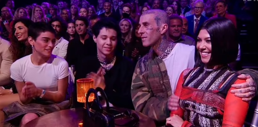 DWTS: Kourtney Kardashian, Travis Barker and Landon cheer on Charli DAmelio