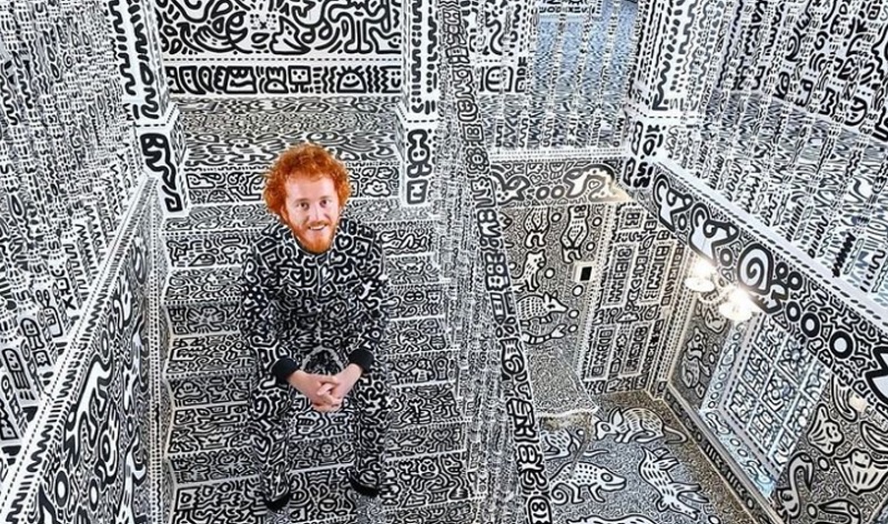 Mr Doodle sitting on his house stairs.  — Instagram/@mrdoodle