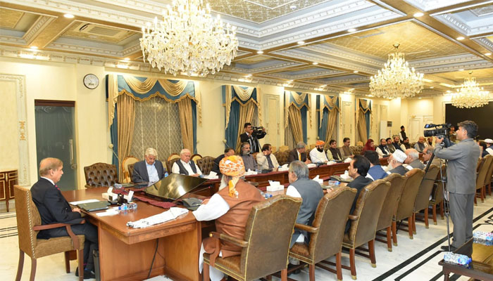 Prime Minister Shehbaz Sharif chaired the meeting of coalition parties. —PID