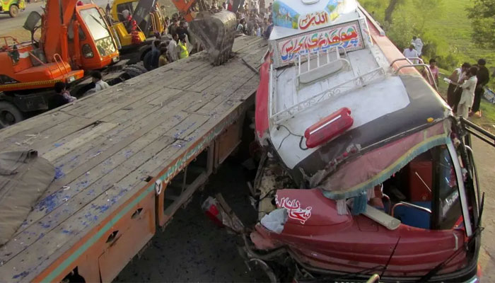 Representational image of rescue operation near a wrecked bus after an accident in Sindh. — Reuters/File