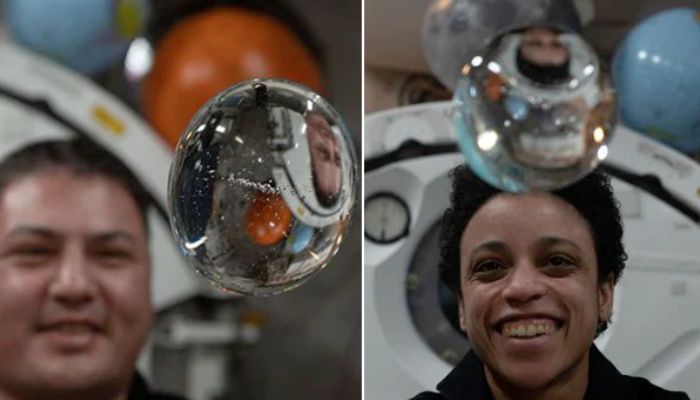 Astronauts enjoy the floating bubble. — Screengrab via Instagram