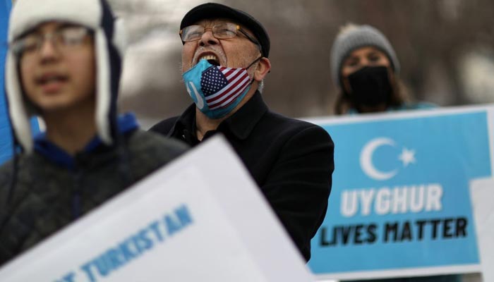 Jamal Rehi chants with others during a rally to encourage Canada and other countries as they consider labeling Chinas treatment of its Uighur population and Muslim minorities as genocide, outside the Canadian Embassy in Washington, D.C., U.S. February 19, 2021. — Reuters/File