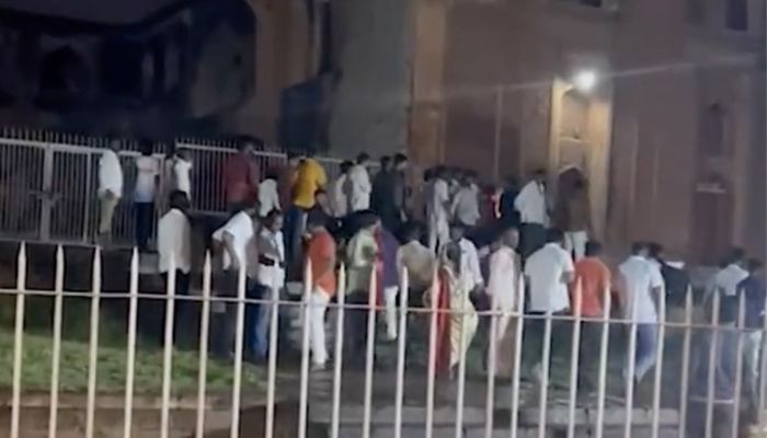 Videos circulating on social media have shown a huge crowd standing on the stairs of the madrassah to get inside. — Screengrab via Twitter