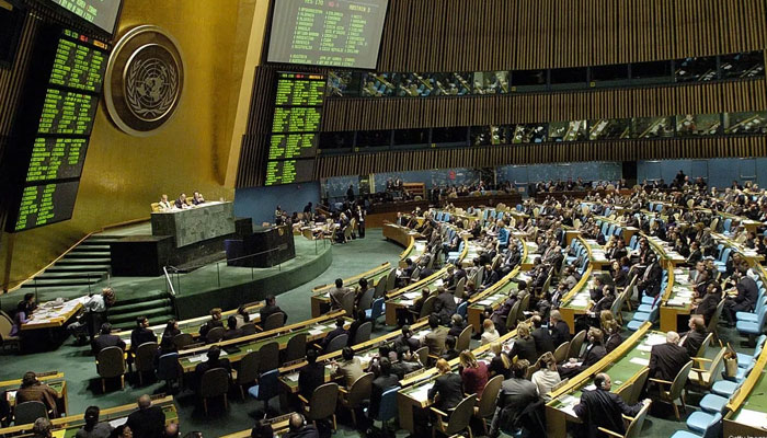 The United Nations General Assembly votes on a resolution to establish the UN Human Rights Council, 15 March, 2006, at UN headquarters in New York. AFP