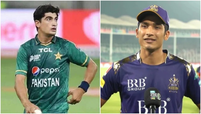 Pakistans pacers Naseem Shah (right) and Mohammad Hasnain (left). — PCB/Twitter
