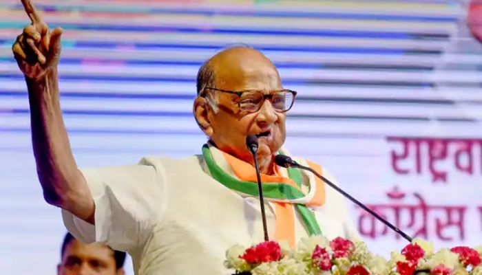 Congress Party leader Sharad Parwar speaking at an event. — NDTV