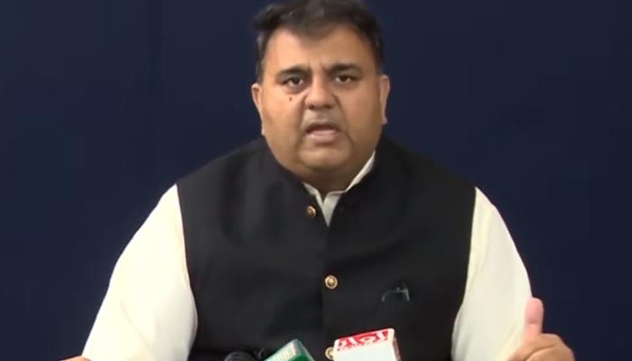 Former Information minister and PTI leader Fawad Chaudhry addressing a press conference on October 9, 2022. — Video Screengrab via Twitter/PTIofficial
