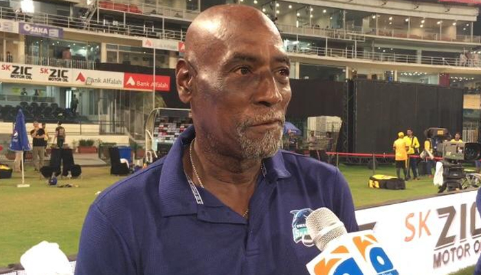 West Indies cricketing great Sir Vivian Richards speaks during an interview with Geo News in Lahore, on October 9, 2022. — Photo by reporter