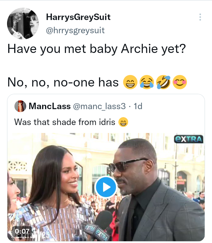 Actor Idris Elbas remarks about Prince Harry and Meghans son resurface online