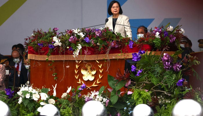 Taiwans President Tsai Ing-wen gives a speech on National Day in Taipei, Taiwan, October 10, 2022. — Reuters