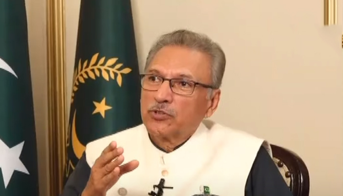 President Arif Alvi gives an interview to Aaj News on October 10, 2022. — YouTube Screengrab via Aaj News