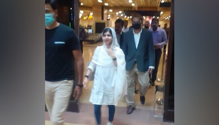 Malala Yousufzai at the Karachi airport. — Reporter