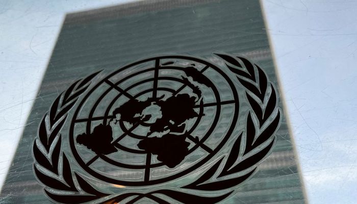 The United Nations headquarters building is pictured with a UN logo in the Manhattan borough of New York City, New York, US, March 1, 2022.— Reuters