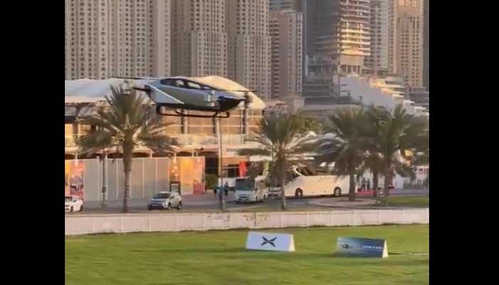 Flying car X2 takes off in Dubai. Photo: Twitter/ @DxbChamberIntl