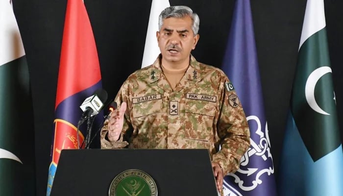 Maj Gen Babar Iftikhar speaks during a press conference. — ISPR/File