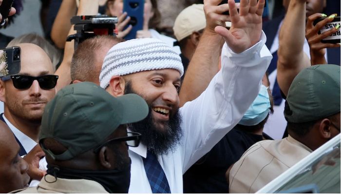 Adnan Syed greets supporters in September, upon hearing his conviction had been overturned.— Reuters