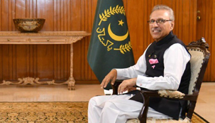 President Arif Alvi in a interview with a private news channel on October 12, 2022. Twitter