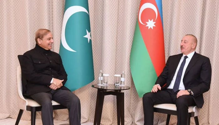 PM Shehbaz meets Azerbaijan President Ilham Aliyev on the sidelines of the Sixth Summit of Conference for Interaction and Confidence Building Measures in Asia (CICA) on 12th October 2022 in Astana, Kazakhstan. PID