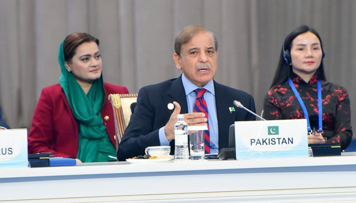 Prime Minister Shehbaz Sharif addressing the 6th CICA Summit 2022 in Astana, Kazakhstan. 13th October, 2022. —PMO