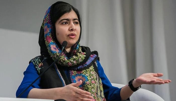 Malala Yousafzai addressing a session in Davos, Switzerland at the World Economic Forum in January 2018. — World Economic Forum