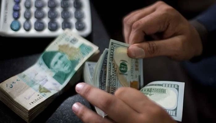 A representational image of a currency dealer counting $100 notes. — AFP/File