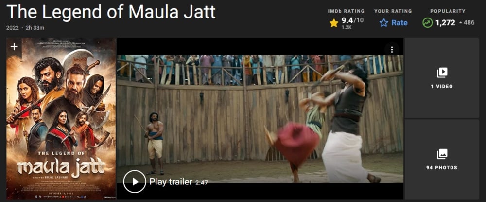 ‘The Legend of Maula Jatt’ lands second highest rating on IMDb
