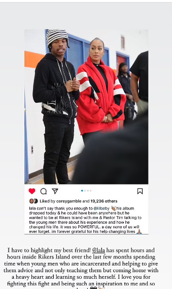 Kim Kardashian gushes over her friend as she helps incarcerated men in prison