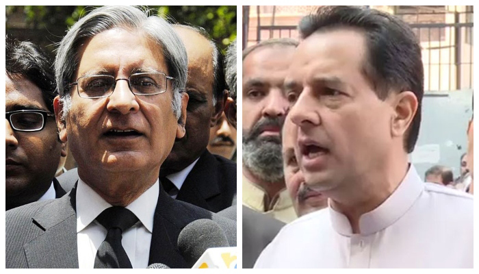 PPP stalwart Aitzaz Ahsan (left) andCaptain (retired) Mohammad Safdar. — Online/Twitter/File