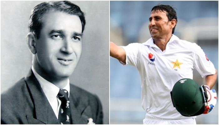 Abdul Hafeez Kardar (late) and Younis Khan. — Facebook/AFP