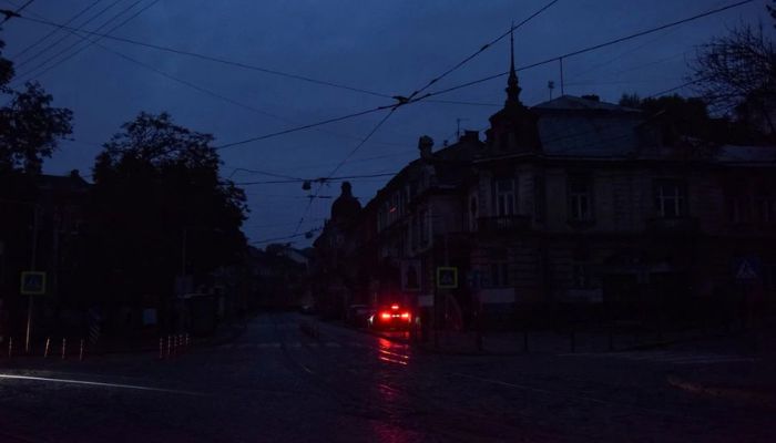 A view shows the city centre without electricity after critical civil infrastructure was hit by a Russian missile attacks in Lviv, Ukraine October 11, 2022.— Reuters