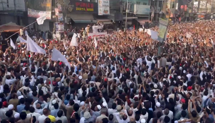 A large number of people took to the streets against rising terror incidents in Swat. — Photo by Mahboob Ali