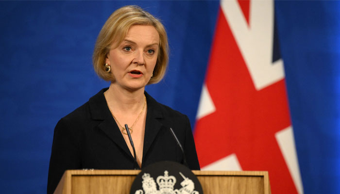 Britains Prime Minister Liz Truss holds a press conference in the Downing Street Briefing Room in central London on October 14, 2022, following the sacking of the finance minister in response to a budget that sparked markets chaos. — AFP/File