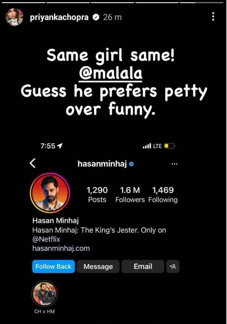 Priyanka Chopra slams Hasan Minhaj after he took a dig at Malala