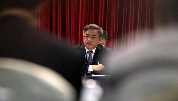 Hu Chunhua gestures as he answers a question during the Guangdong delegations group discussion during the National Peoples Congress (NPC), at Capital Hotel in Beijing, China March 6, 2015. — Reuters