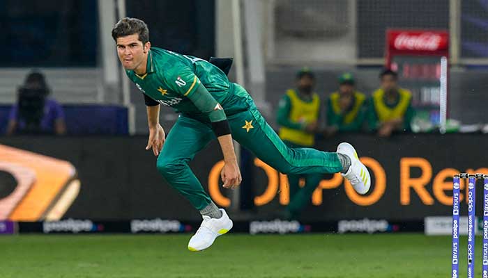 In this file photo taken on October 24, 2021, Pakistans Shaheen Shah Afridi delivers a ball during the ICC T20 World Cup cricket match between India and Pakistan at the Dubai International Cricket Stadium in Dubai. — AFP/File