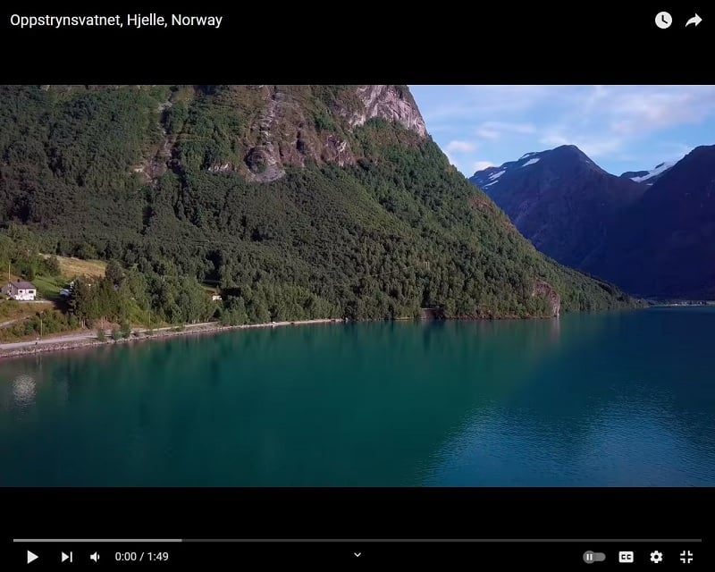 A YouTube screengrab showing the Norwegian lake.