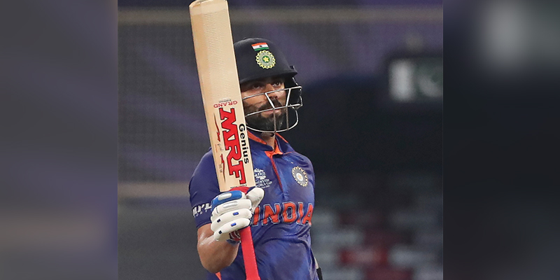 Indian cricket captain Virat Kohli celebrates after scoring half a century during the Cricket Twenty20 World Cup match between India and Pakistan in Dubai, UAE, on October 24, 2021. — Reuters