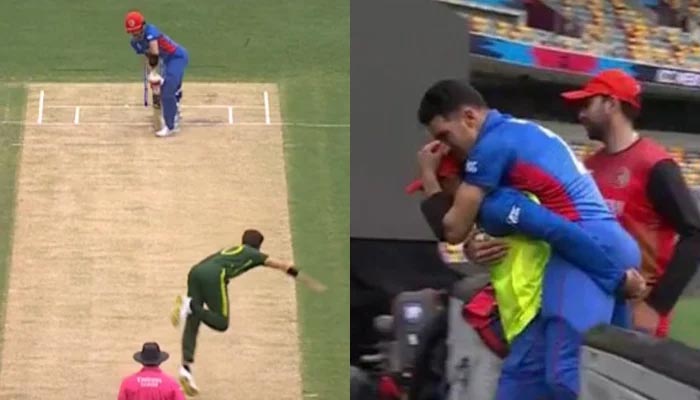 Pakistan pacer Shaheen Shah Afridi bowling Afghanistans opener Rahmanullah Gurbaz. — Twitter/screengrab