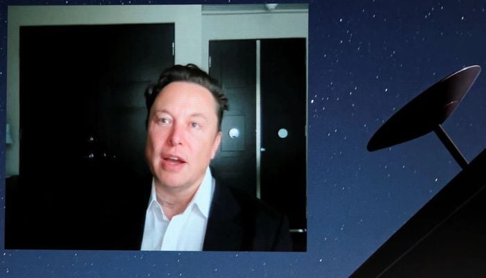 SpaceX founder and Tesla CEO Elon Musk speaks on a screen during the Mobile World Congress (MWC) in Barcelona, Spain, June 29, 2021.— Reuters