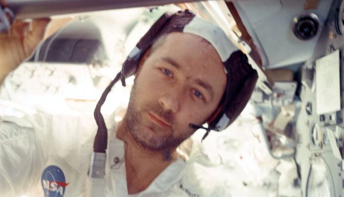 Astronaut and commander James McDivitt shows several days beard growth during the Apollo 9 mission while onboard the Lunar Module Spider in Earth orbit, March 6, 1969.— NASA via Reuters