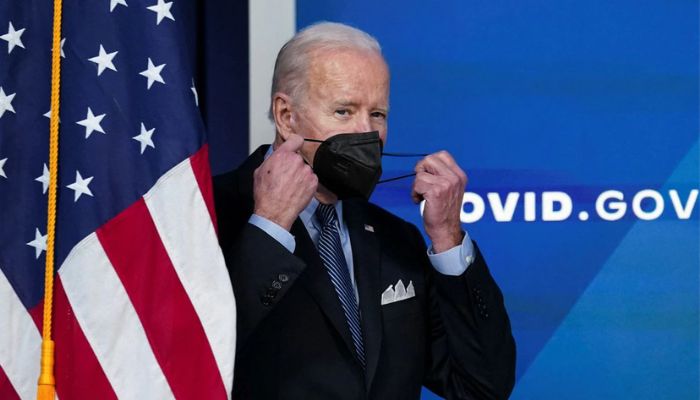 US President Joe Biden arrives to deliver remarks on the coronavirus disease (COVID-19) before receiving a second COVID-19 booster vaccination in the Eisenhower Executive Office building's South Court Auditorium at the White House in Washington, US, March 30, 2022.— Reuters