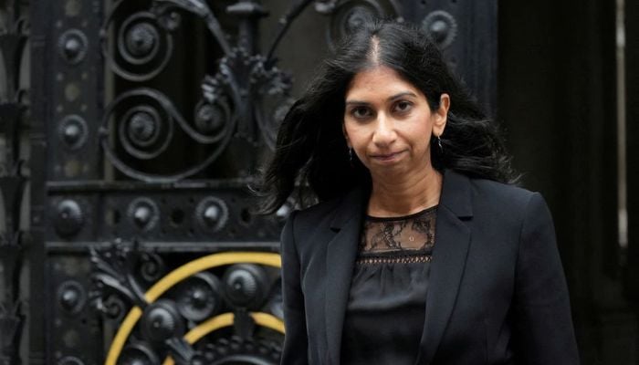 Home secretary Suella Braverman QC walks outside 10 Downing Street, following the passing of Britains Queen Elizabeth, in London, Britain, September 9, 2022.— Reuters