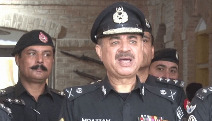 Provincial Inspector General of Police Moazzam Jah Ansari talks at a press conference.