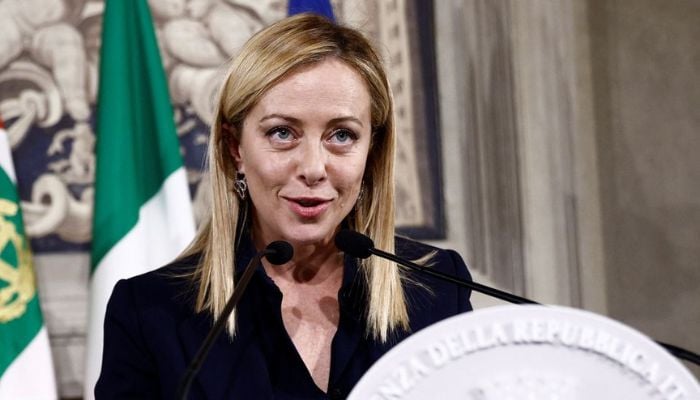 Italys newly appointed Prime Minister Giorgia Meloni speaks to the media following a meeting with Italian President Sergio Mattarella at the Quirinale Palace in Rome, Italy October 21, 2022.— Reuters