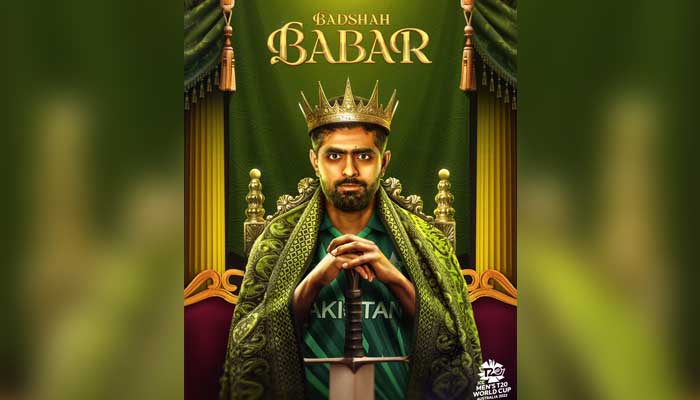 Illustration depicting Pakistan captain Babar Azam as a king sitting on a throne with the bat as his sword. — ICC/Twitter/@ICC