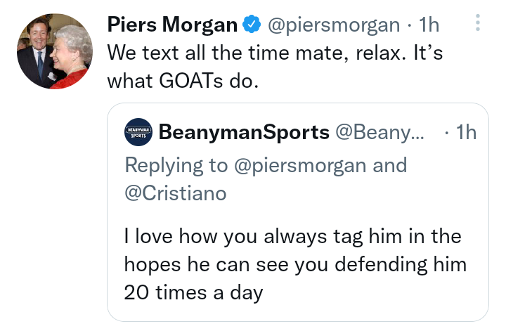 Piers Morgan reveals he and Cristiano Ronaldo text all the time