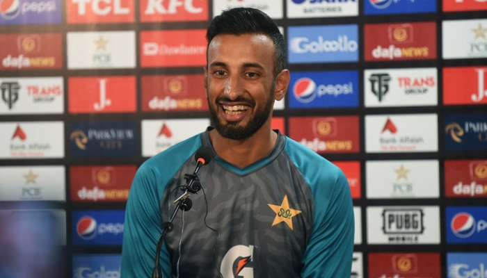 Pakistans cricketer Shan Masood speaks during a press conference at the National Cricket Stadium in Karachi on September 17, 2022. — AFP/File