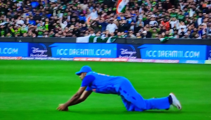 Indias Ravichandran Ashwin dives for a catch during the T20 World Cup opener against Pakistan in Melbourne, Australia, on October 23, 2022. — Twitter