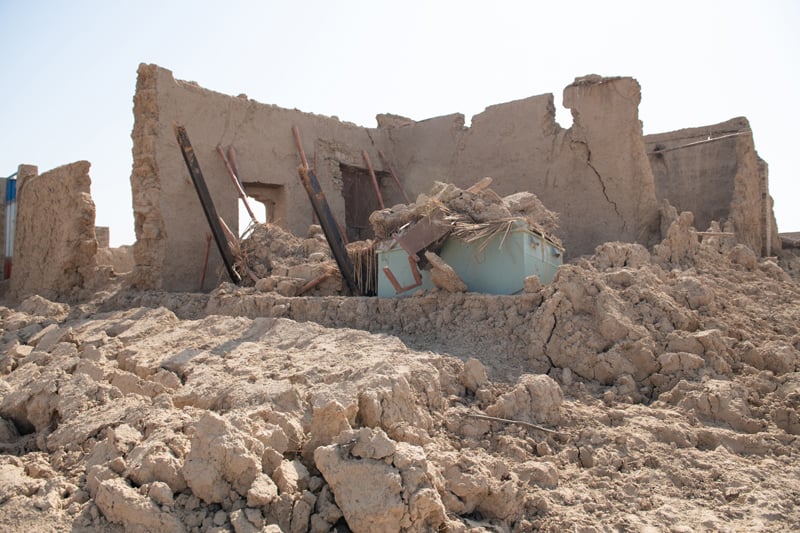 A scene of flood devastation from Village Mirpur, Jhal Magsi district, Balochistan. — Helpage