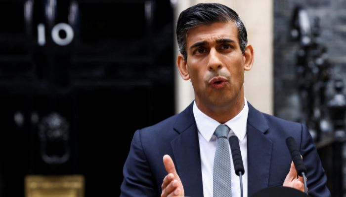 Britains new Prime Minister Rishi Sunak speaks outside Number 10 Downing Street, in London, Britain, October 25, 2022.— Reuters